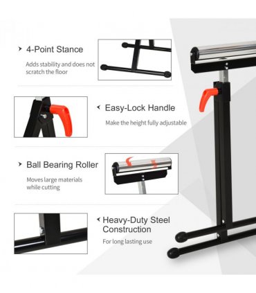 Woodworking Metal Roller Stand Wood Work Rest Adjustable Support HOMCOM