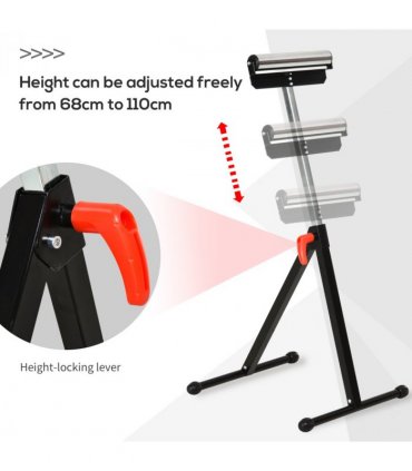 Woodworking Metal Roller Stand Wood Work Rest Adjustable Support HOMCOM