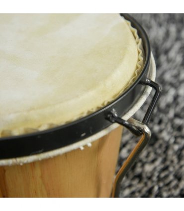 Wooden Bongo Drum Set w/ Sheepskin Drum Head 7.75" & 7" Tuning Wrench HOMCOM