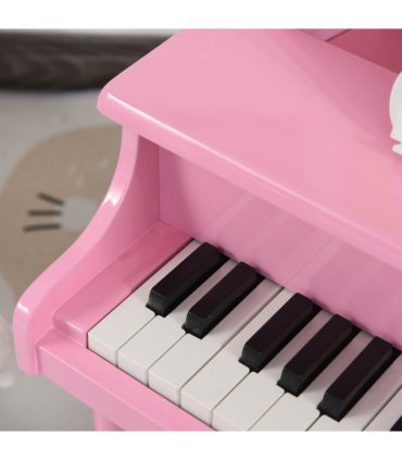 CHILD-SIZE PIANO: 30 Keys Mini Kids Piano with Music Stand and Bench - Pink