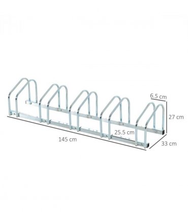 5 Bike Parking Rack Locking Storage Stand Holder Floor Wall Mount HOMCOM