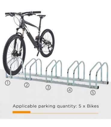5 Bike Parking Rack Locking Storage Stand Holder Floor Wall Mount HOMCOM