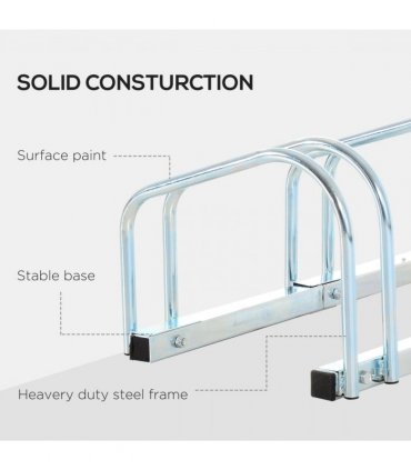 5 Bike Parking Rack Locking Storage Stand Holder Floor Wall Mount HOMCOM