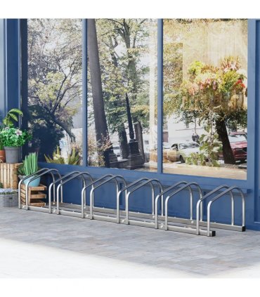 Bike Parking Rack 6 Bike Locking Storage Stand Holder Floor Wall Mount HOMCOM