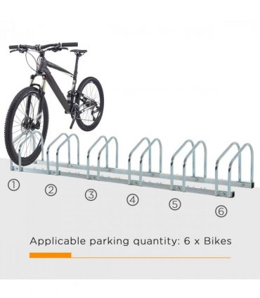 Bike Parking Rack 6 Bike Locking Storage Stand Holder Floor Wall Mount HOMCOM