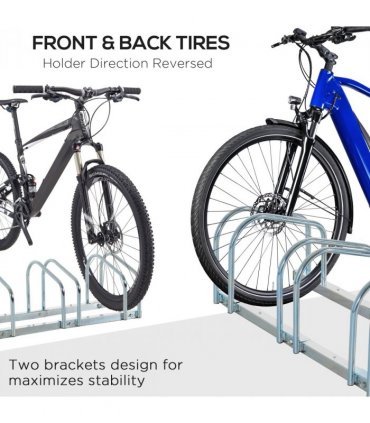 Bike Parking Rack 6 Bike Locking Storage Stand Holder Floor Wall Mount HOMCOM