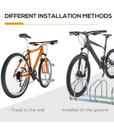 Bike Parking Rack 6 Bike Locking Storage Stand Holder Floor Wall Mount HOMCOM