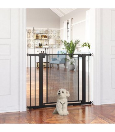 Pressure Fit Safety Gate for Doors Dog Gate Auto Close, 75-103 cm Black PawHut