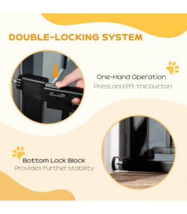 Pressure Fit Safety Gate for Doors Dog Gate Auto Close, 75-103 cm Black PawHut