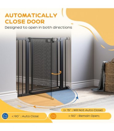 Pressure Fit Safety Gate for Doors Dog Gate Auto Close, 75-103 cm Black PawHut