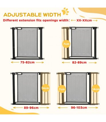 Pressure Fit Safety Gate for Doors Dog Gate Auto Close, 75-103 cm Black PawHut