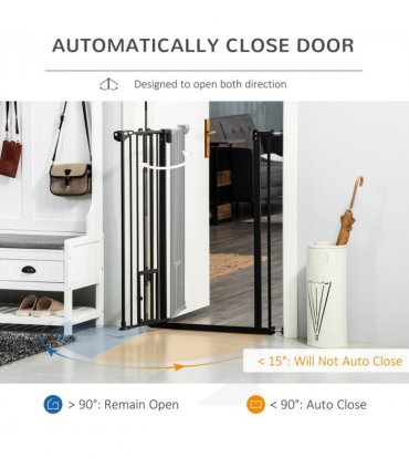 Extra Tall Dog Gate with Cat Door Auto Close for Stairs 74-80 cm Wide Pawhut