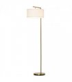 Floor Lamp with Linen Lampshade Round Base for Living Room Bedroom - White