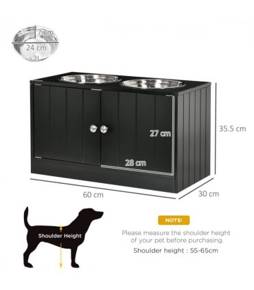 Raised Dog Bowls for Large Dogs Feeding Station Stand, Storage - Pawhut