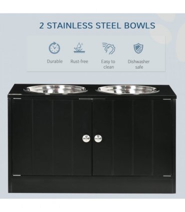 Raised Dog Bowls for Large Dogs Feeding Station Stand, Storage - Pawhut