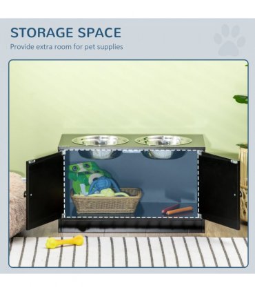 Raised Dog Bowls for Large Dogs Feeding Station Stand, Storage - Pawhut