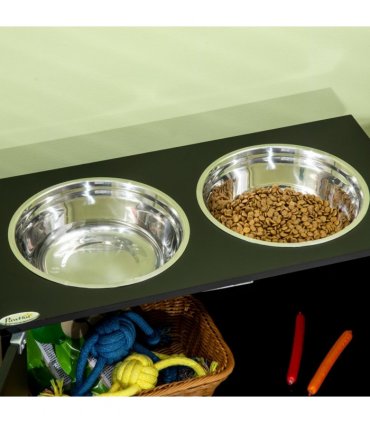 Raised Dog Bowls for Large Dogs Feeding Station Stand, Storage - Pawhut