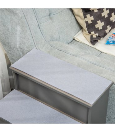 4 Step Wooden Dog Steps Pet Stairs Cat Ladder for Bed Couch, Grey Pawhut