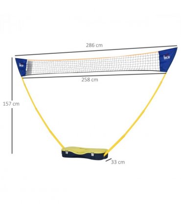 Foldable Badminton Net Set Yellow Blue Plastic PE 286L x 33W x 157H cm