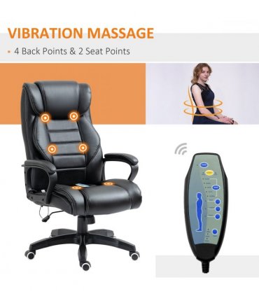 High Back 6 Points Vibration Massage Executive Office Chair, Black Vinsetto