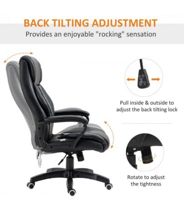High Back 6 Points Vibration Massage Executive Office Chair, Black Vinsetto