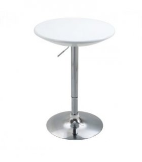 Pub Table White Painted Top Bistro ABS Waterproof Desktop 61L x 61W x 76-97H cm