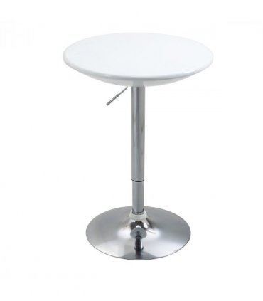 Pub Table White Painted Top Bistro ABS Waterproof Desktop 61L x 61W x 76-97H cm