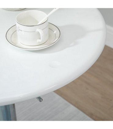 Pub Table White Painted Top Bistro ABS Waterproof Desktop 61L x 61W x 76-97H cm