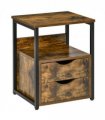 HOMCOM End Table Bedside Desk Slim Storage Cabinet with Shelf Rustic Brown