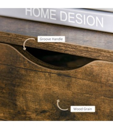 HOMCOM End Table Bedside Desk Slim Storage Cabinet with Shelf Rustic Brown