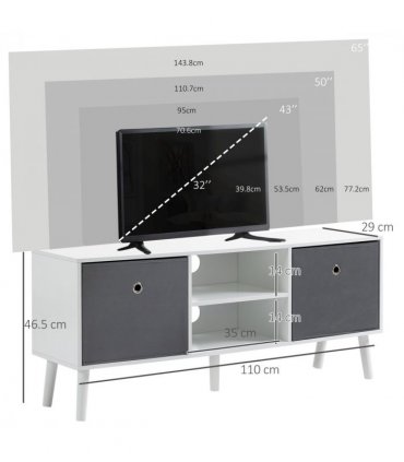 HOMCOM Modern TV Cabinet Stand w/ Shelves & Drawers, Living Room Bedroom