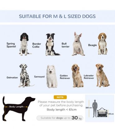 91cm Foldable Pet Carrier w/ Cushion, for Large Dogs and Cats - Grey Pawhut