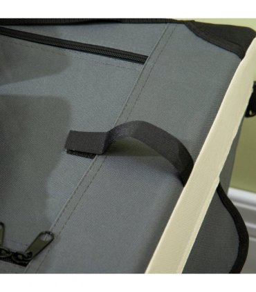 91cm Foldable Pet Carrier w/ Cushion, for Large Dogs and Cats - Grey Pawhut