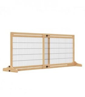 Adjustable Wooden Pet Gate Freestanding Dog Barrier for Doorway Pawhut