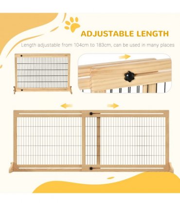 Adjustable Wooden Pet Gate Freestanding Dog Barrier for Doorway Pawhut