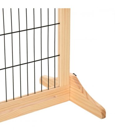 Adjustable Wooden Pet Gate Freestanding Dog Barrier for Doorway Pawhut