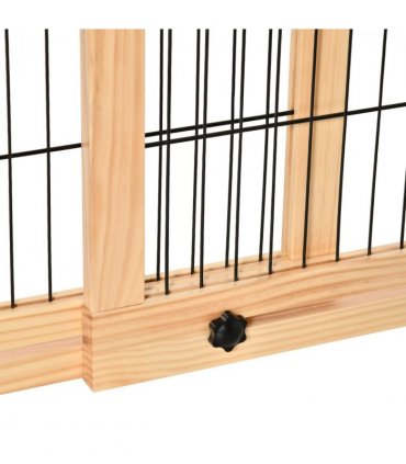 Adjustable Wooden Pet Gate Freestanding Dog Barrier for Doorway Pawhut