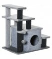 Cat Steps for Bed, Sofa Adjustable Height w/ Hanging Ball - Grey Pawhut