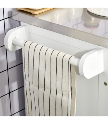 Rolling Kitchen Cart Storage Trolley with Drawer Towel Rail Steel White