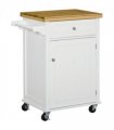 Rolling Kitchen Cart Storage Trolley with Drawer Towel Rail White
