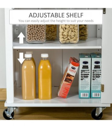 Rolling Kitchen Cart Storage Trolley with Drawer Towel Rail White