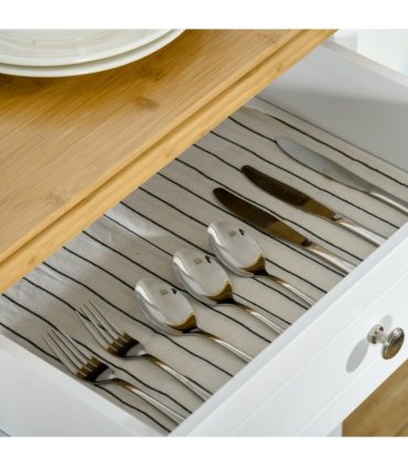 Rolling Kitchen Cart Storage Trolley with Drawer Towel Rail White