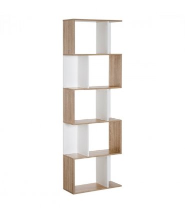 5-tier Display Shelving Storage Bookcase S Shape design Unit Natural