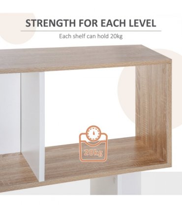 5-tier Display Shelving Storage Bookcase S Shape design Unit Natural