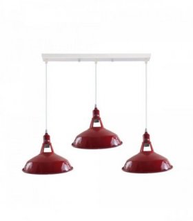 Industrial Vintage Loft Kitchen Bar 3 Lights Ceiling Barn-slotted Metal E27 White, Red without bulb