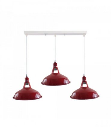 Industrial Vintage Loft Kitchen Bar 3 Lights Ceiling Barn-slotted Metal E27 White, Red without bulb
