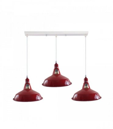 Industrial Vintage Loft Kitchen Bar 3 Lights Ceiling Barn-slotted Metal E27 White, Red without bulb