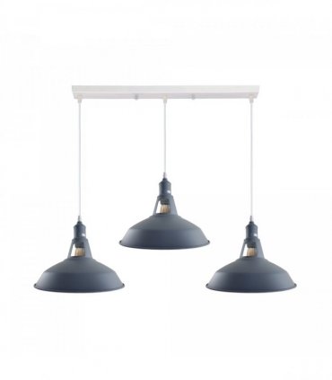 Industrial Vintage Loft Kitchen Bar 3 Lights Ceiling Barn-slotted Metal E27 White, Grey with bulb
