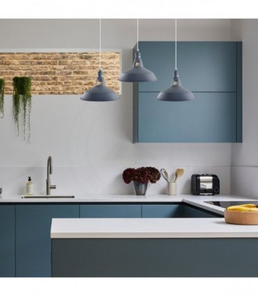 Industrial Vintage Loft Kitchen Bar 3 Lights Ceiling Barn-slotted Metal E27 White, Grey with bulb