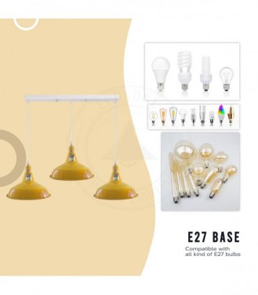 Industrial Vintage Loft Kitchen Bar 3 Lights Ceiling Barn-slotted Metal E27 White, Grey with bulb